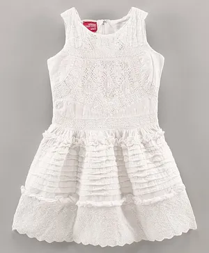 Under Fourteen Only Sleeveless Tiered Lace Dresses - White