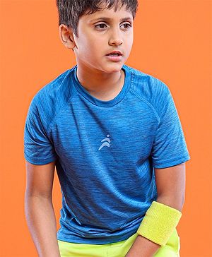 Pine Active Skin Friendly Knitted Half Sleeves Sportswear T-Shirt Lines Print - Blue