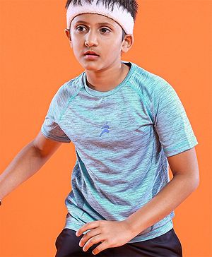Pine Active Skin Friendly Knitted Half Sleeves Sportswear T-Shirt Lines Print - Blue