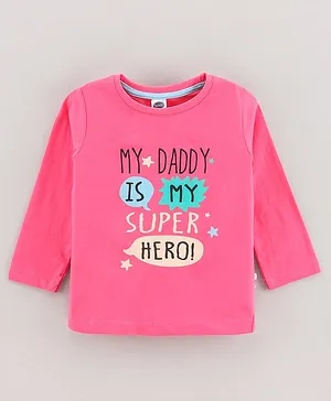Teddy Cotton Full Sleeves T-Shirt Text Printed- Pink