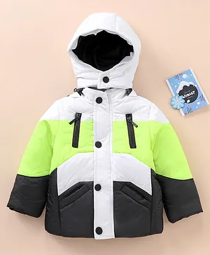 Babyhug Full Sleeves Color Block Hooded Fashion Heavy Winter Jacket - Multicolour