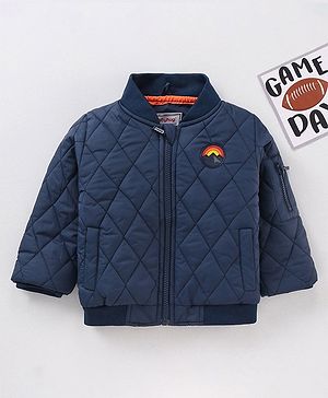 Babyhug Full Sleeves Padded Jacket Solid Colour - Navy