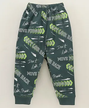 Doreme Full Length Lounge Pants Text Print - Green