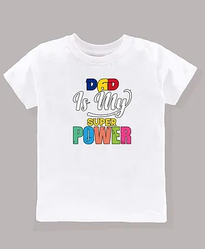 KAVEE 100% Cotton Biowashed Full Sleeves Dad Is My Superpower Print Tee - White