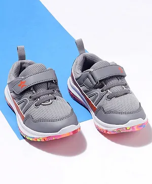 Cute Walk by Babyhug Color Block Sports Shoes with Velcro Closure - Grey