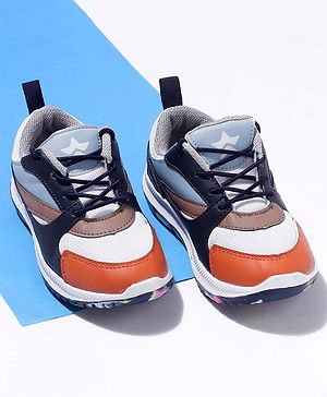 Cute Walk by Babyhug Color Block Sneakers with Tie Up Lace - Light Blue