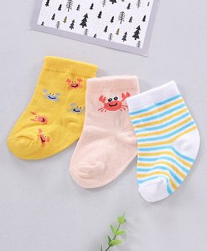 Cute Walk by Babyhug Ankle Length Antibacterial Socks Pack Of 3 - Multicolor