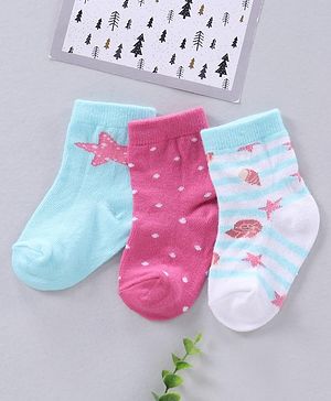 Cute Walk by Babyhug Ankle Length Antibacterial Socks Pack Of 3 - Multicolor