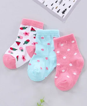 Cute Walk by Babyhug Ankle Length Antibacterial Socks Pack Of 3 - Multicolor