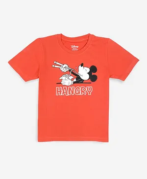 Nap Chief Half Sleeves Disney Mickey Mouse Hangry Print Tee - Rust