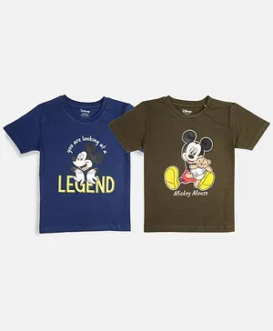 Nap Chief Pack Of 2 Mickey Mouse Print T Shirts - Blue Bottle Green