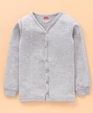 Babyhug Full Sleeves Solid Color Thermal Vest - Light Grey