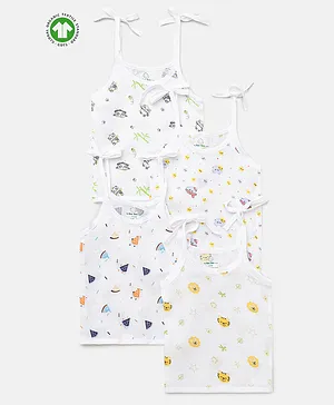 The Boo Boo Club Set of 4 Organic Cotton Sleeveless Panda And Tiger Print Vests - Grey