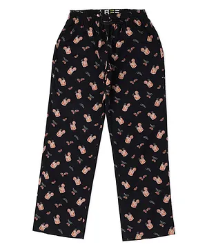 LBEE Sliced Orange & Juice Glass Printed Pyjama - Black