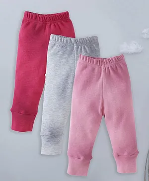 babywish Pack Of 3 Solid Pajamas - Pink Red & Grey
