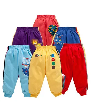 babywish Pack Of 6 Pac Man Lion & Hot Air Balloon Placement Printed Pajamas - Multi Colour
