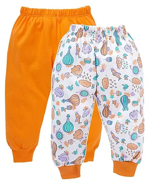 orangebabywish Pack Of 2 Solid And All Over Elephant And Parachute Printed Pyjama Pants -