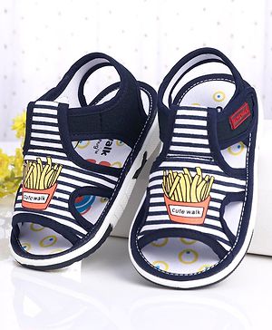 Cute Walk by Babyhug Sandals With Velcro Closure Fries Print- Navy Blue White