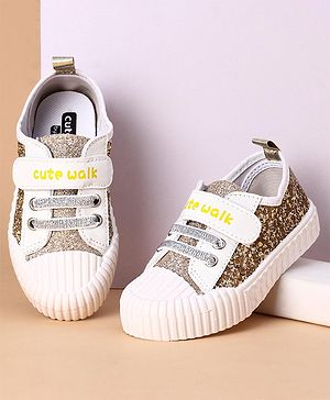 Cute Walk by Babyhug Casual Shoes with Text Print - Gold