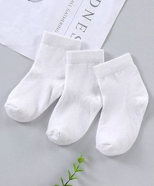 Cute Walk by Babyhug Ankle Length Antibacterial Non Terry Socks Pack Of 3 - White