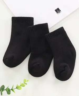 Cute Walk by Babyhug Antibacterial Terry Regular Length Socks Pack Of 3- Black