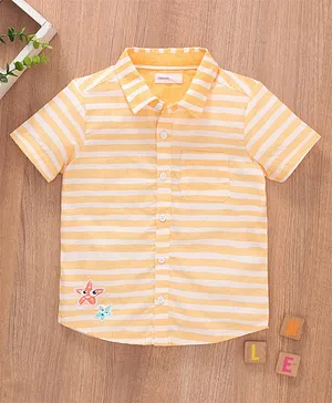 Babyoye Eco-conscious 100% Cotton Half Sleeves Shirt Striped - Yellow