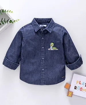 Babyoye 100% Cotton Full Sleeves Washed Denim Shirt - Blue
