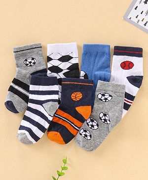 Cute Walk by Babyhug Anti Bacterial Ankle Length Socks Set Of 7 - Multicolor