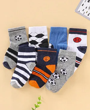 Cute Walk by Babyhug Anti Bacterial Ankle Length Socks Set Of 7 - Multicolor