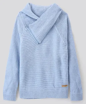 Pine Kids Full Sleeves Pullover Sweater Solid Colour - Blue