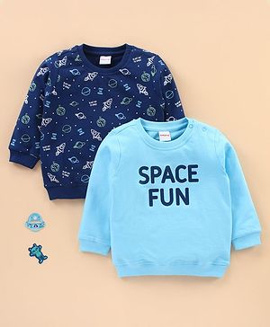 Babyhug Full Sleeves Sweatshirts Printed Pack of 2 - Navy