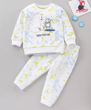 Babyhug Full Sleeves Printed T-Shirt and Full Length Bottomwear - Blue
