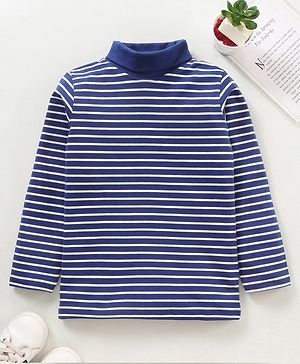 Babyhug Full Sleeves Striped Skivi Tee - Navy
