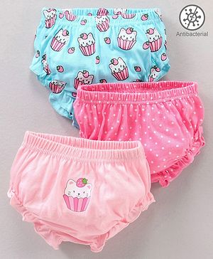 Babyhug 100% Cotton Antibacterial Bloomers Multiprint Pack Of 3 - Multicolor