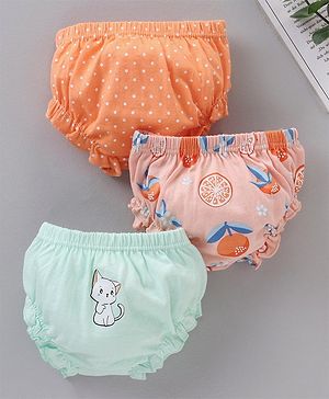 Babyhug 100% Cotton Dots & Cat Printed Bloomers Pack Of 3 - Multicolout
