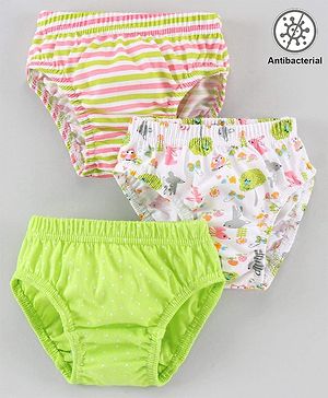 Babyhug 100% Cotton Antibacterial Panties Pack of 3 - Multicolour