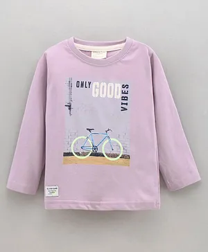 Ollypop Full Sleeves Cotton Text Printed T-Shirt - Pink
