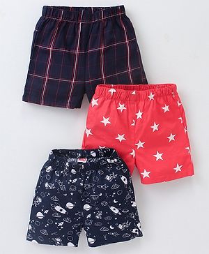 Babyhug Cotton Woven Boxers Printed Pack of 3- Multicolor