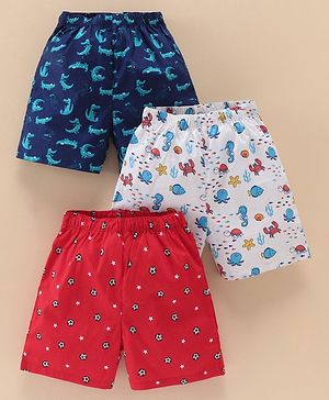 Babyhug Cotton Woven Knee Length Boxers Multi Printed Pack of 3 - Multicolour
