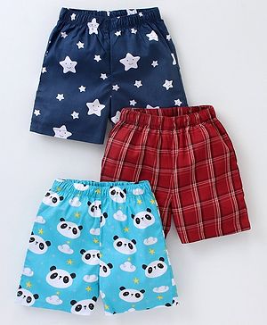 Babyhug Cotton Woven Boxers Printed Pack of 3- Multicolor