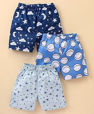 Babyhug Cotton Woven Star Printed Boxers Pack Of 3 - Multicolour