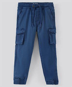 Pine Kids Full Length Stretchable Jogger With Cargo Pockets & Draw Cord - Blue