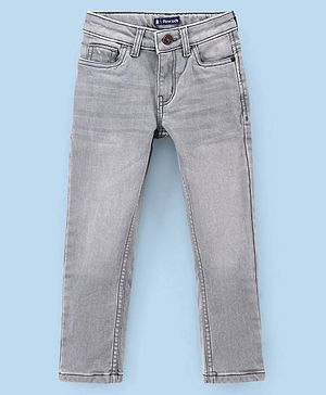 Pine Kids Full Length Solid Color Stretchable Denim Jeans - Grey