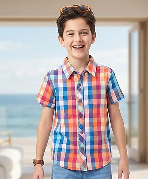 Pine Kids Half Sleeves Checks Softener Wash Shirts - Multicolor