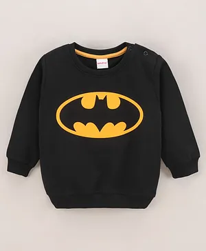Babyhug Cotton Knit Full Sleeves Sweatshirt Batman Print - Black