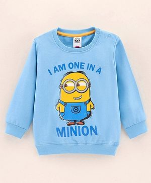 Babyhug Full Sleeves Knit Sweatshirt Minion Print- Blue