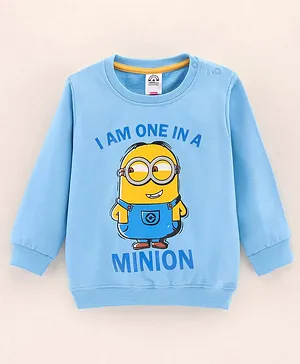Babyhug Full Sleeves Knit Sweatshirt Minion Print- Blue