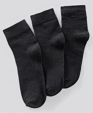 Pine Kids Regular Length Anti Microbial Washed School Socks Solid Pack of 3- Black Pine Kids Regular Length Anti Microbial Washed School Socks Solid Pack of 3- Black