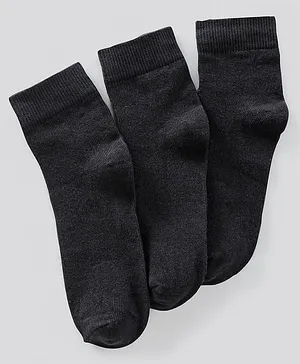 Pine Kids Regular Length Anti Microbial Washed School Socks Solid Pack of 3- Black