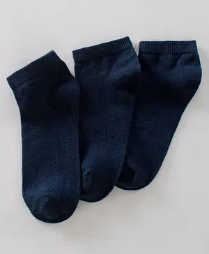 Pine Kids Ankle Length  Anti Microbial Washed School Socks Solid Pack of 3- Navy Blue